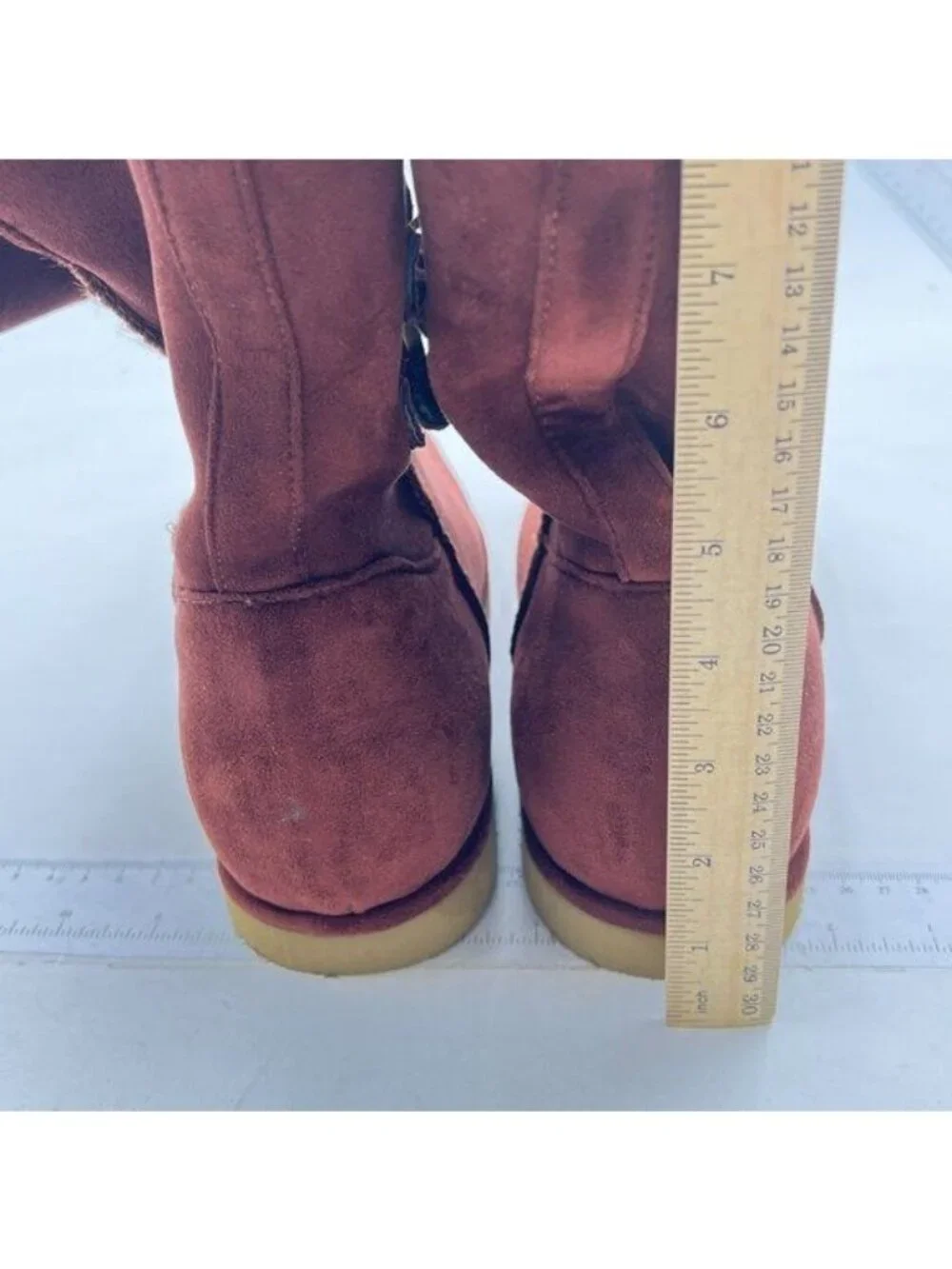 FSJ Brown Mid Calf Fully Fur Lined Winter Snow Boot with Chic Buckles Flat